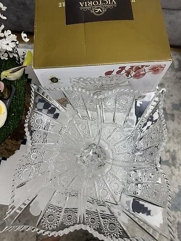 aksesuar qabi: Victoria brendi şüşə/bohem tipli ayaqlı meyvə qabı - Material: qalın — 4