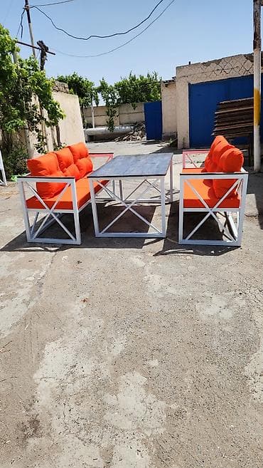 bağ ucun: Dördbucaq masa, Açılmayan, Skameykalar ilə, Metal — 6