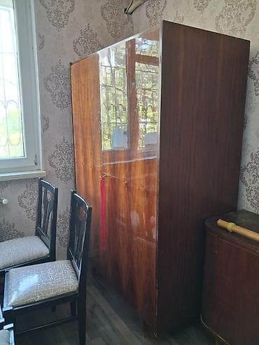 Klassik ağac mebellər dəsti - 2 qapılı, hündür paltar şkafı: parlaq