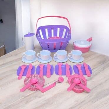 купить пластиковый бак для воды: Uşaq oyuncağı – Mətbəx/qab-qacaq dəsti - Rənglər: çəhrayı, bənövşəyi — 1