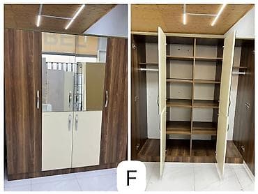 İşlənmiş, 4 qapılı, Güzgülü, Qəhvəyi, Taxta, Açılan, Düz dolab — 1