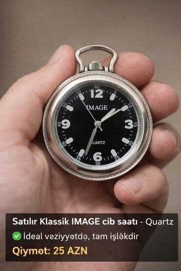 Kvars cib saatı - Klassik cib saatı dizaynı, metal korpus və üst