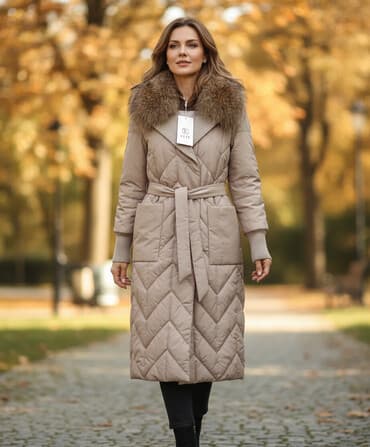 steqan qış qadın paltoları: Palto, M, rəng - Bej — 1