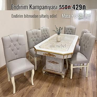 sdullar: Masa + 6 Stul desti Endirimde 550 azn yox cəmi 429azn Masa ölçü 93×2 — 3