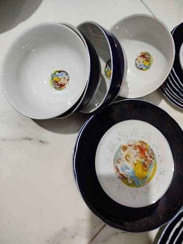 serviz dəstləri: Nahar dəsti, rəng - Göy, Farfor — 2