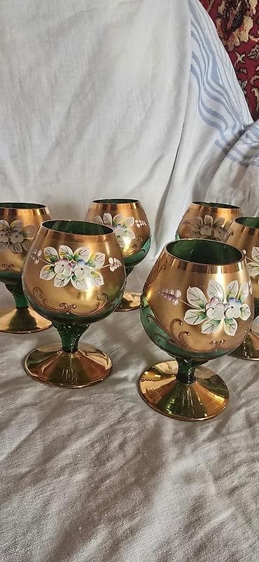 Qədəhlər, rəng - Yaşıl, 6 ədədli dəst