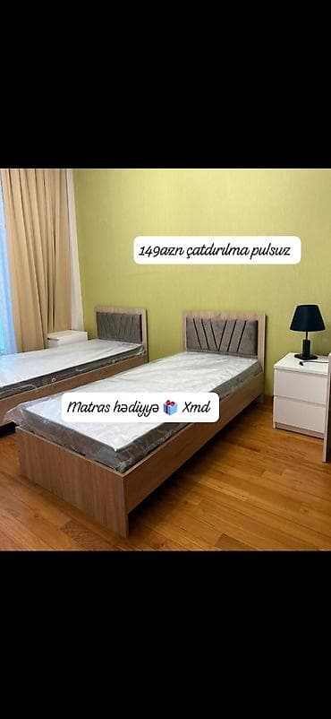 ev stullari: Tək nəfərlik çarpayı dəsti - Düz xətli, minimal dizaynlı korpus - — 1