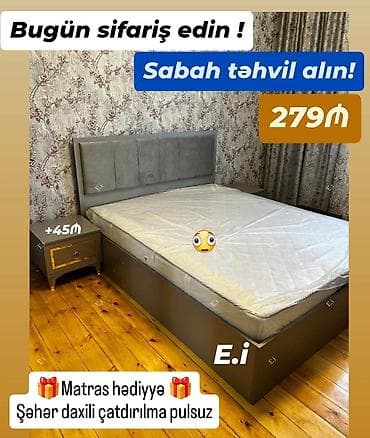 stuldan: Mebel və yuxu dəsti təklifləri 1) Tək nəfərlik çarpayı – 150₼ - Dəst — 3
