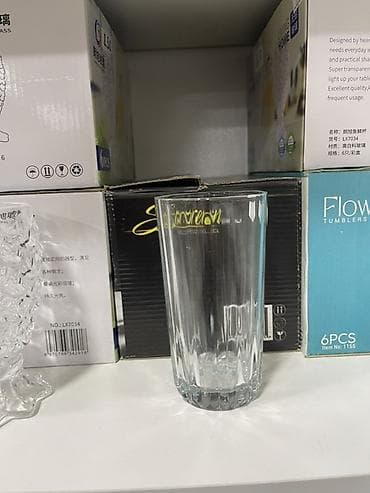 Stəkanlar, rəng - Mavi, Şüşə, 6 ədədli dəst