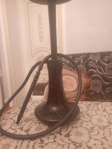 Nərgilə seti – klassik dizayn, mat qara gövdə və şüşə kolba ilə — 5