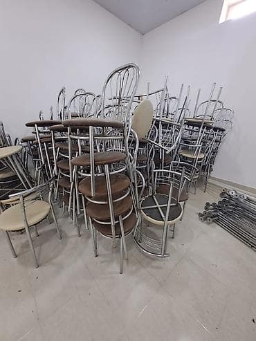 Mebel: Metal karkaslı yığıla bilən stullar - Material: xrom rəngli metal — 1