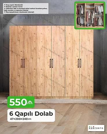 Mebel: 6 qapılı geyim dolabı - Ölçü: 47×200×240 sm - Material: 18 mm laminat — 1