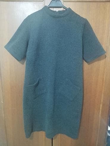 sumqa: Tünd boz rəngdə qadın paltarı - Model: minimalistik, düz kəsim - — 3