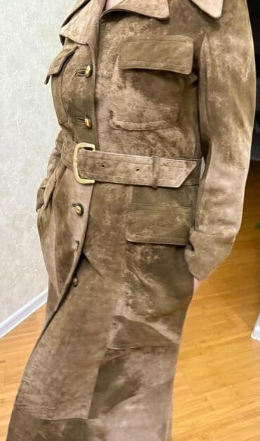 женские утепленные плащи: Qadın üçün süet trençkot - Material: yumşaq süet (nubuk effektli) — 6