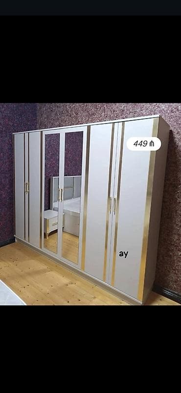 iskaf: Yeni, 6 qapı, Güzgülü, Ağ, Açılan, Düz dolab — 1