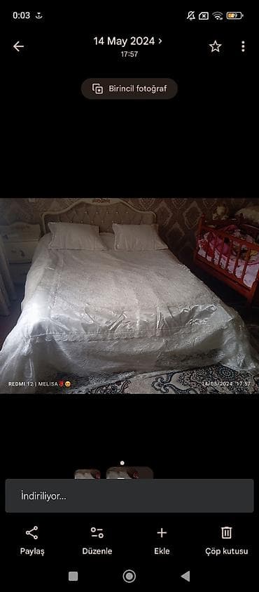 sintepon material: Şık krujeva detallı yataq dəsti gelincik .baduskasida var - Rəng — 3