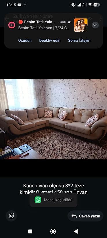 Künc divan ölçüsü 3*2 teze kimidir.Qiymeti 450 azn.Ünvan lalafo.az -da Künc divan ölçüsü 3*2 teze kimidir.Qiymeti 450 azn.Ünvan