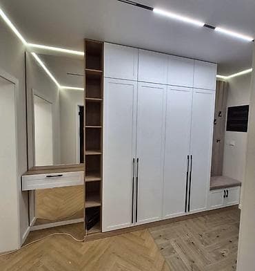 4 qapılı, Güzgülü, Ağ, Digər material, Açılan, Düz dolab