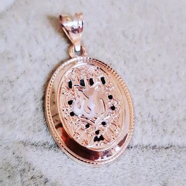 золотые комплекты с бриллиантами в баку: Кулон, Имена, Розовое золото, 585 проба, Без камня, 206 г — 1