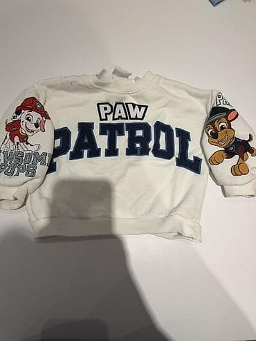 Paw Patrol uşaq svitşörtü - Rəng: ağ, göy yazılı “PAW PATROL” ön çapı