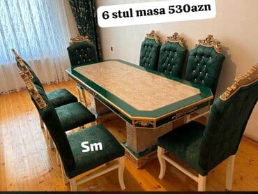 kirayə stol stul: Для кухни, Новый, Нераскладной, Прямоугольный стол, 4 стула — 26