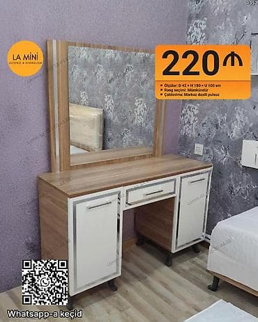 Güzgülü makiyaj masası - Ölçülər: D 42 × H 180 × U 100 sm - Rəng