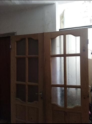 pendir: Taxta şüşəli ikiqat interyer qapısı - Material: təbii ağac karkas - — 1