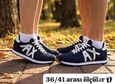 krasofka 43: Unisex idman ayaqqabısı – AX loqolu model - Rənglər: qara və tünd göy — 2