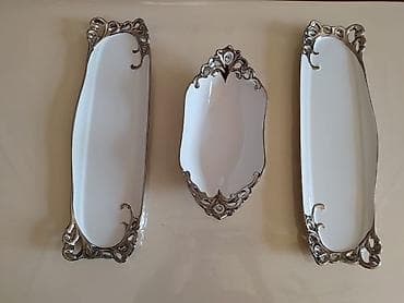 ağ sement: Zərif süfrə üçün dekorativ qab-qacaq dəsti - Material: ağ — 4