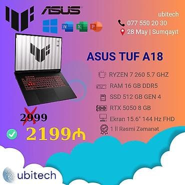 notebook ram 8gb: ASUS TUF Gaming, 15.6 ", AMD Ryzen 7, 512 GB — 1
