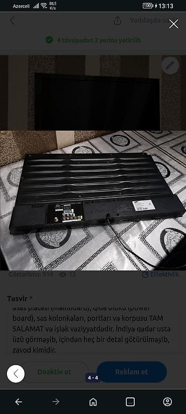 hdmi av: İşlənmiş Televizor Samsung LCD 32" HD (1366x768), Ünvandan götürmə — 4