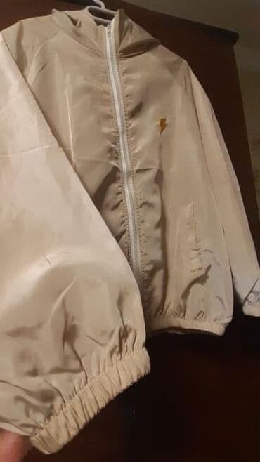 Lincoln: Bej rəngli yüngül küləkkeçirməz jaket - Model: kapüşonlu, önü tam — 2