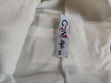 cargo pants: Ağ rəngli qadın cargo şalvarı - Model: Yüksək belli, kağız-kəmər — 5