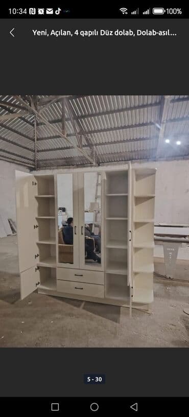 polkalı şkaf: Yeni, Açılan, 3 qapılı Düz dolab, Qarderob, paltar dolabı, Türkiyə — 10