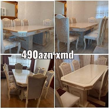 Qonaq otağı üçün, Yeni, Açılmayan, Dördbucaq masa, 6 stul
