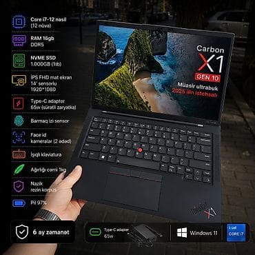2025 ilin ultrabuk/i7-12 nəsil/ 16gb DDR5/NVME 1.000gb Salam əziz