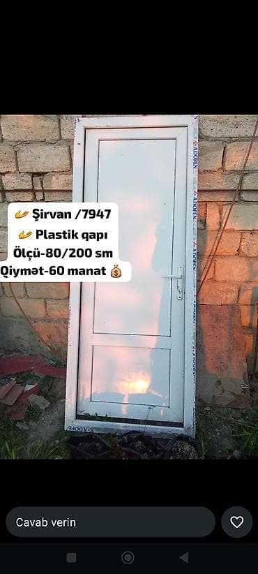 r 15 4 bolt: Plastik qapı və pəncərə məhsulları - 3 ədəd plastik qapı: ölçü 206x88 — 2
