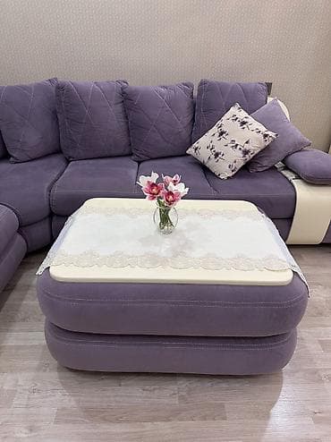 Bənövşəyi rəngli L formalı künc divan dəsti + jurnalni masa - Zərif — 5