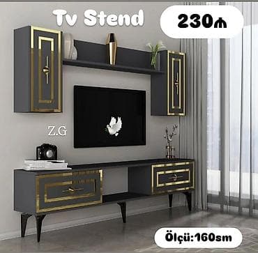 tv tumba: Yeni, Düz TV altlığı, Polkalı, Laminat — 1