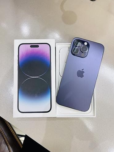 iphone pro max: IPhone 14 Pro Max, 256 GB, Deep Purple, Simsiz şarj, Face ID, Sənədlərlə — 1
