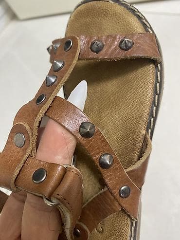 детские кожаные босоножки: Цвет - Коричневый Босоножки, Размер: 28, Унисекс — 2