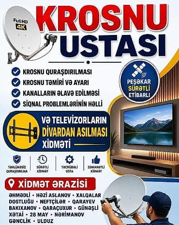 Xidmətlər: Peyk antenalarının quraşdırılması | Quraşdırılma | Zəmanət — 1