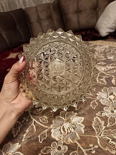 divan ortuk: Kəna (kristal üslublu) şüşə meyvə/gödək qab - Material: qalın, şəffaf — 3