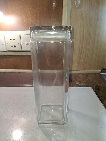 Qab-qacaq və mətbəx ləvazimatları: Şüşə kvadrat saxlama qabı - Material: qalın, şəffaf şüşə - Forma — 3