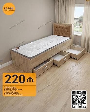 Təknəfərlik çarpayı, Bazasız, Matras ilə, Siyirməli