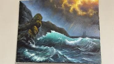 oglan sekilleri profil: Dəniz mənzərələri mövzusunda əl işi yağlı boya tablolar dəsti. - — 1