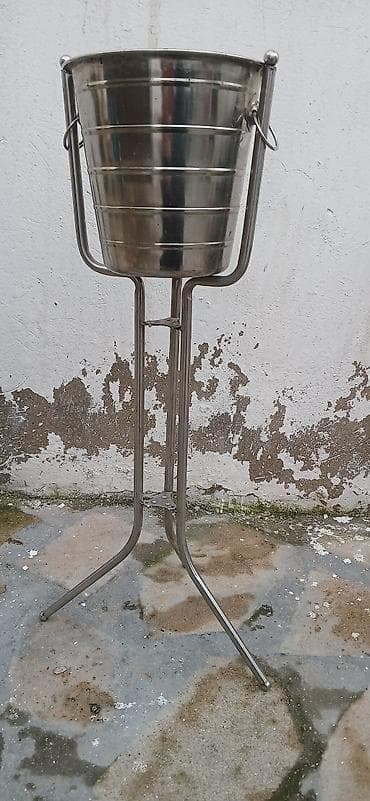 ickilər: Paslanmayan poladdan şampan/şərab üçün buz vedrəsi və ayaqlı stend - — 6
