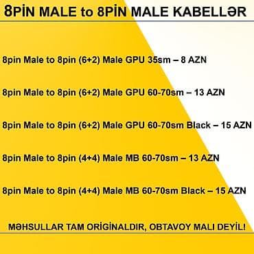 Техника и электроника: Kabellər "8PİN MALE to 8PİN MALE Original” MƏHSULLAR TAM ORİGİNALDIR — 2