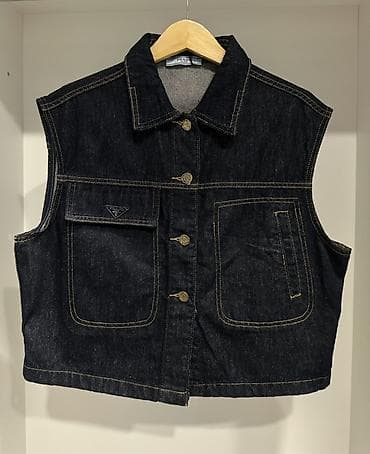 Prada denim dəst – jilet və ətək - Material: qalın tünd indiqo denim