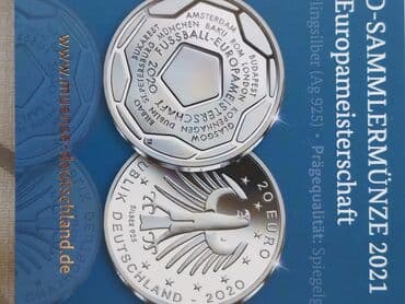 qizil onluq qiymeti 2022: Чемпионат Европы по футболу.Серебряная монета Аg925,диам.32,5 мм,вес — 2